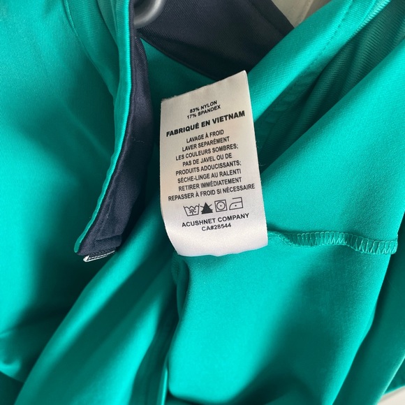 Bright green 1/4 zip sleeveless pullover, Cherry Hills logo, large - Picture 5 of 6